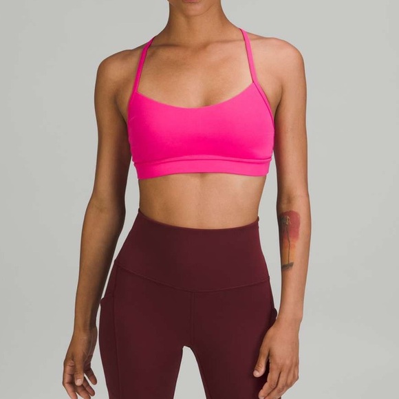 Lululemon Flow Y Nulu Bra Light Support A–C Cup Sonic Pink Sz 12 Yoga Athleisure - Picture 1 of 12
